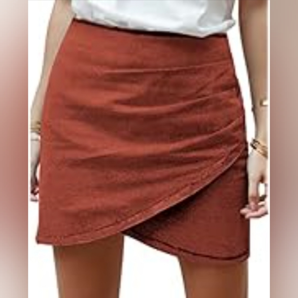 Pomegranate colored button skirt